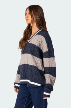 Romie V Neck Cable Knit Sweater