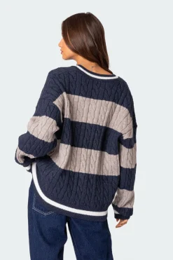 Romie V Neck Cable Knit Sweater