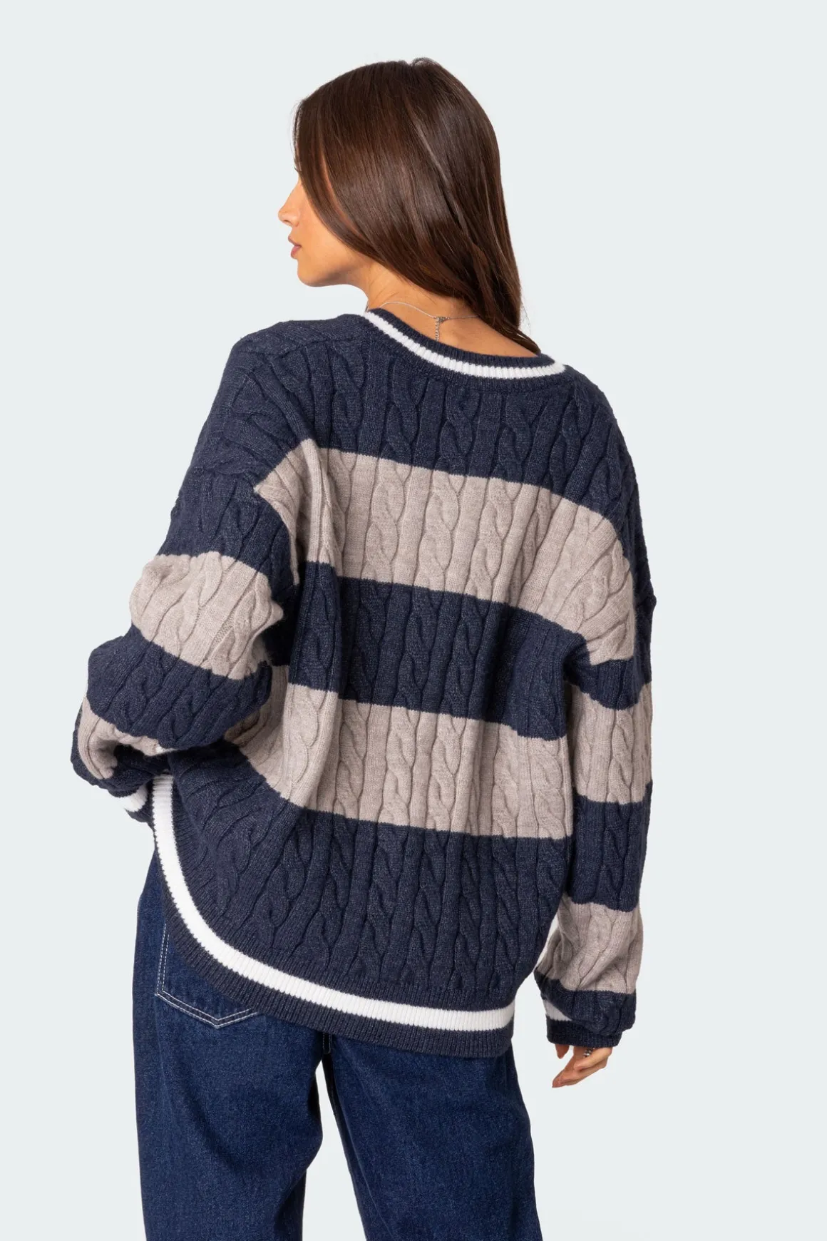 Romie V Neck Cable Knit Sweater