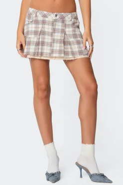 Roni Plaid Pleated Mini Skirt