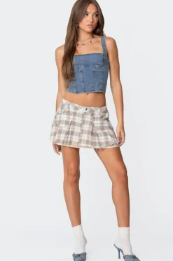 Roni Plaid Pleated Mini Skirt