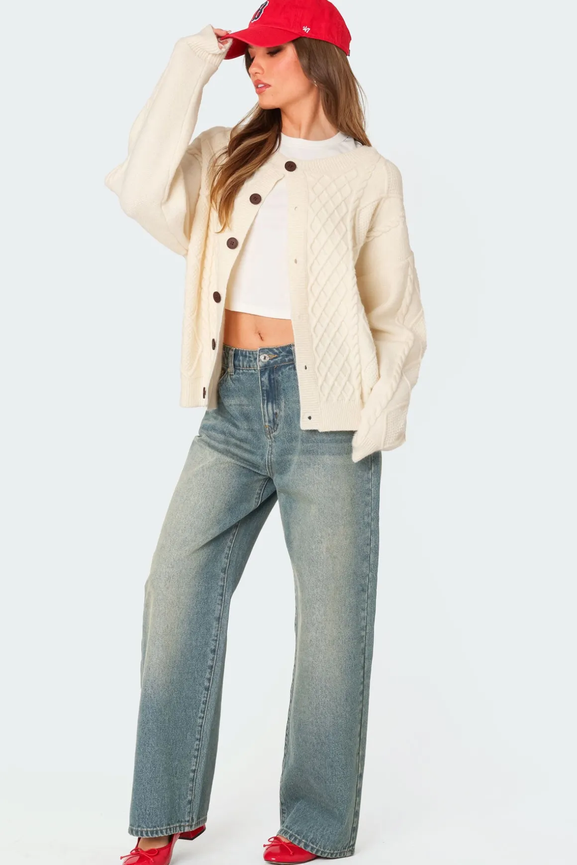Rory Oversized Cable Knit Cardigan