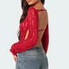 Rosa Open Back Sheer Knit Top