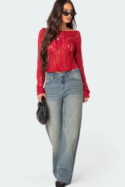Rosa Open Back Sheer Knit Top