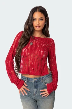 Rosa Open Back Sheer Knit Top