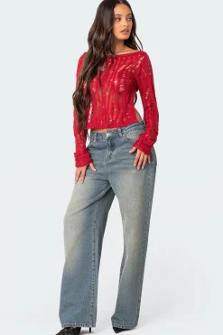 Rosa Open Back Sheer Knit Top