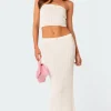 Rosebud Knit Low Rise Back Slitted Maxi Skirt