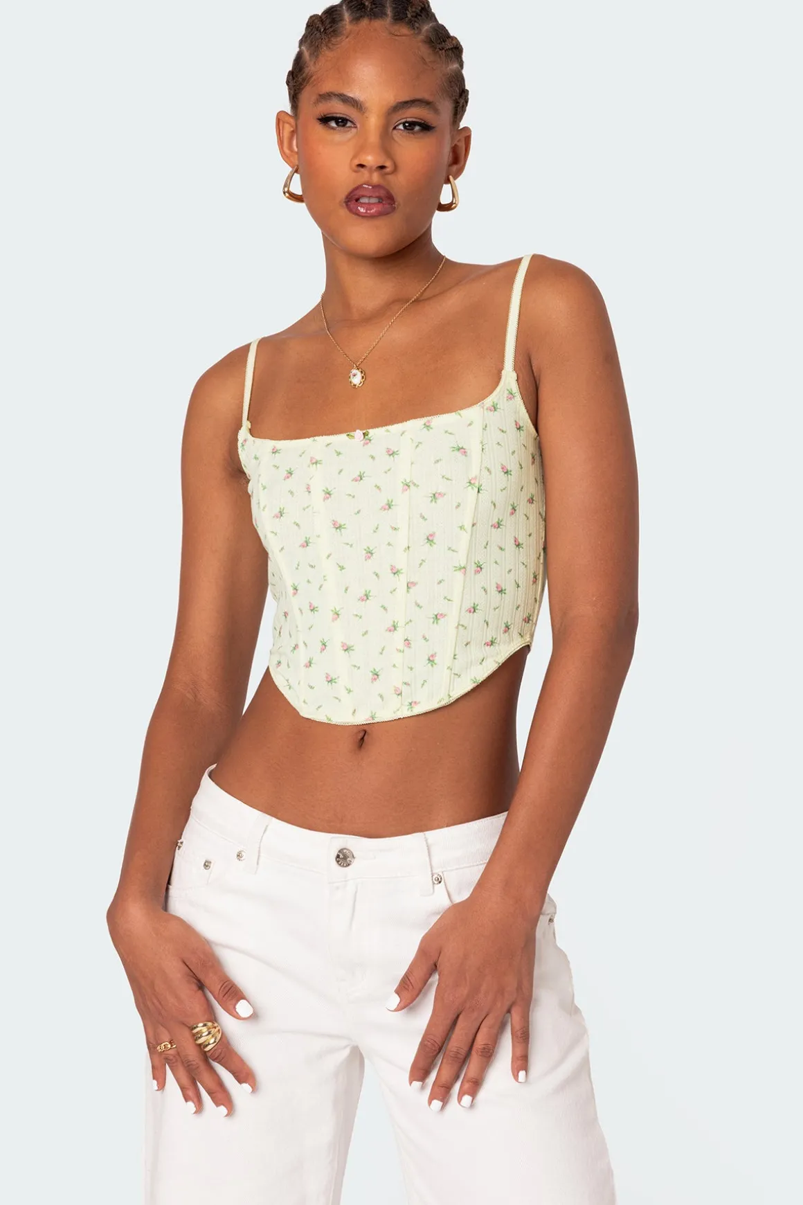 Rosey Printed Pointelle Corset