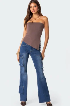 Roslyn Denim Flared Cargo Pants
