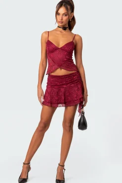Ruby Ruffle Lace Mini Skirt