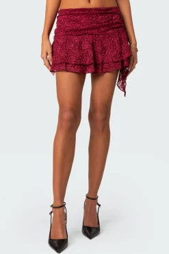 Ruby Ruffle Lace Mini Skirt