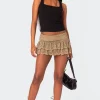Ruffle Sheer Lace Low Rise Mini Skirt