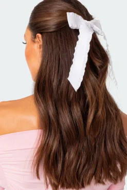 Ruffle Trim Bow Hair Clip