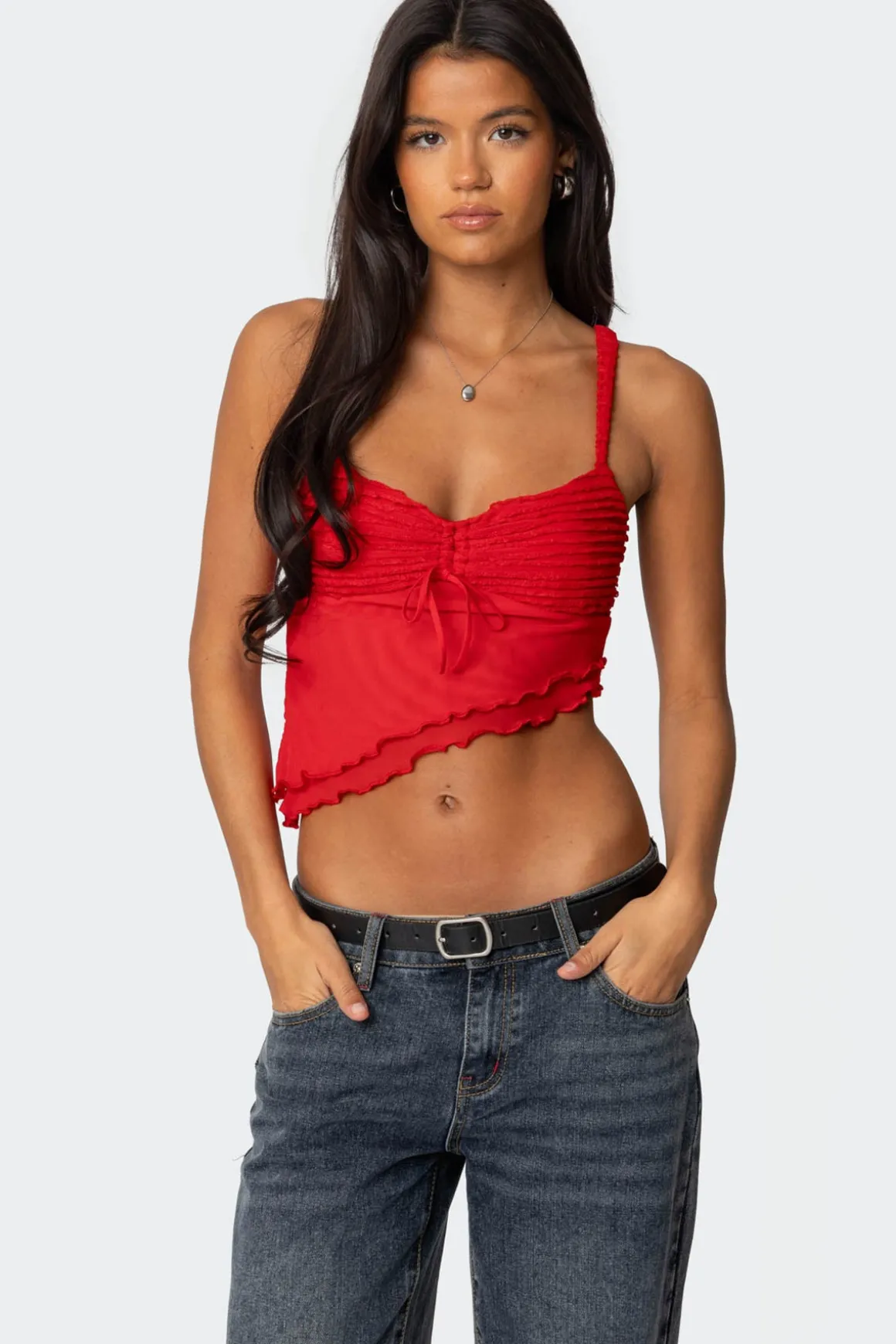 Ruffled Asymmetric Tank Top