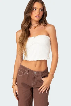 Ruffled Hem Tube Top