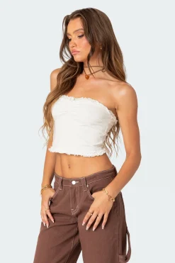 Ruffled Hem Tube Top