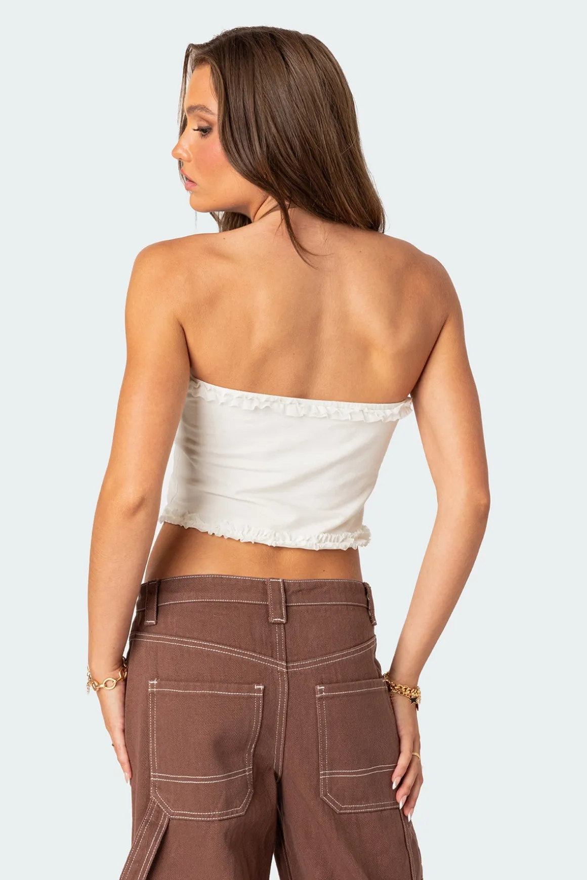 Ruffled Hem Tube Top