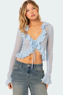 Ryleigh Ruffled Tie Front Cardigan