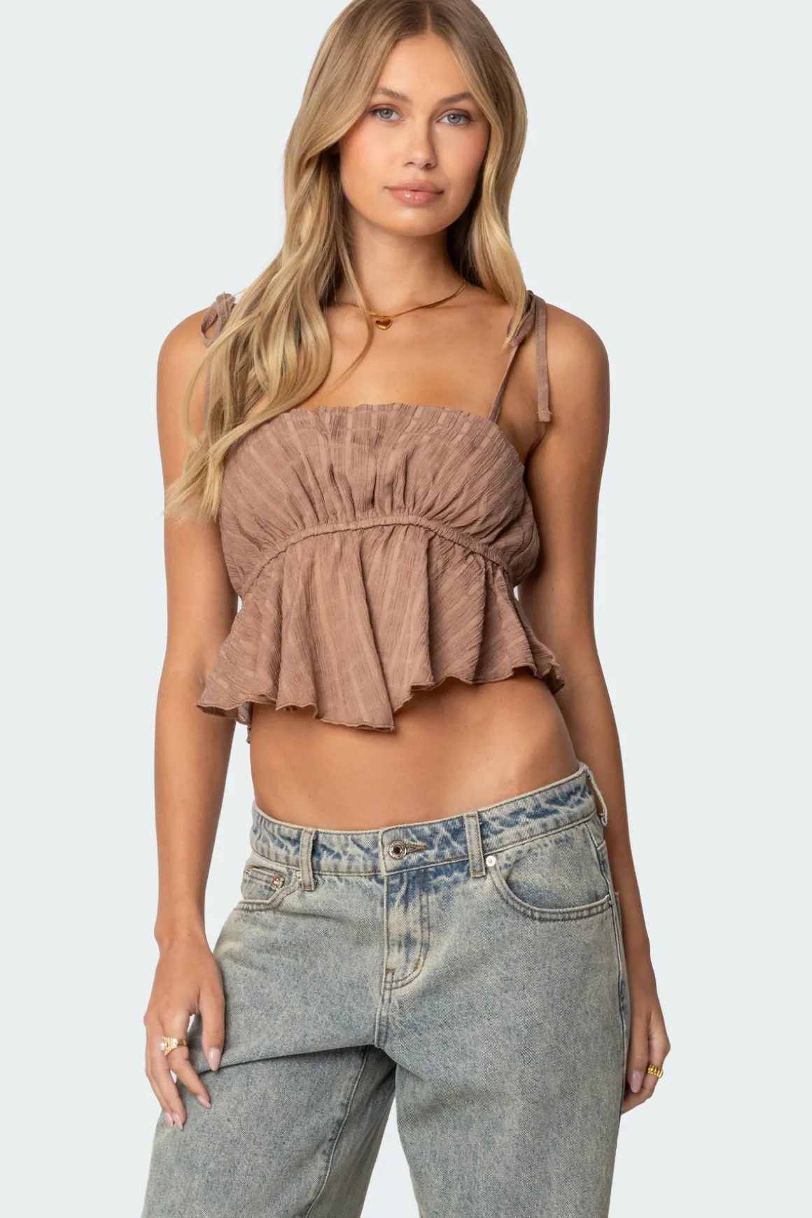 Rylie Textured Chiffon Flare Top