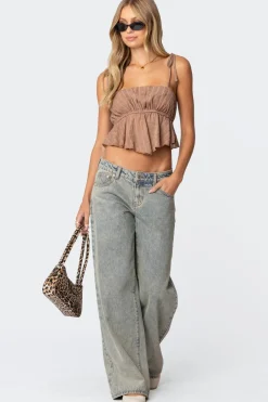 Rylie Textured Chiffon Flare Top