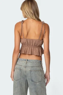 Rylie Textured Chiffon Flare Top