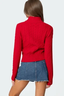 Ryn Zip Up Cable Knit Cardigan