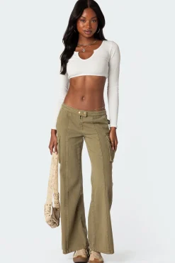 Sabri Low Rise Flared Cargo Jeans