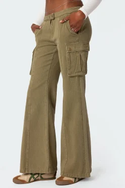 Sabri Low Rise Flared Cargo Jeans