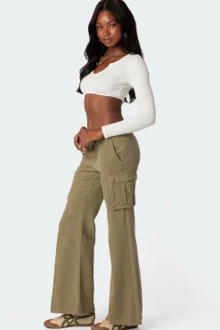 Sabri Low Rise Flared Cargo Jeans