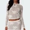 Saga Embroidered Sheer Knit Top