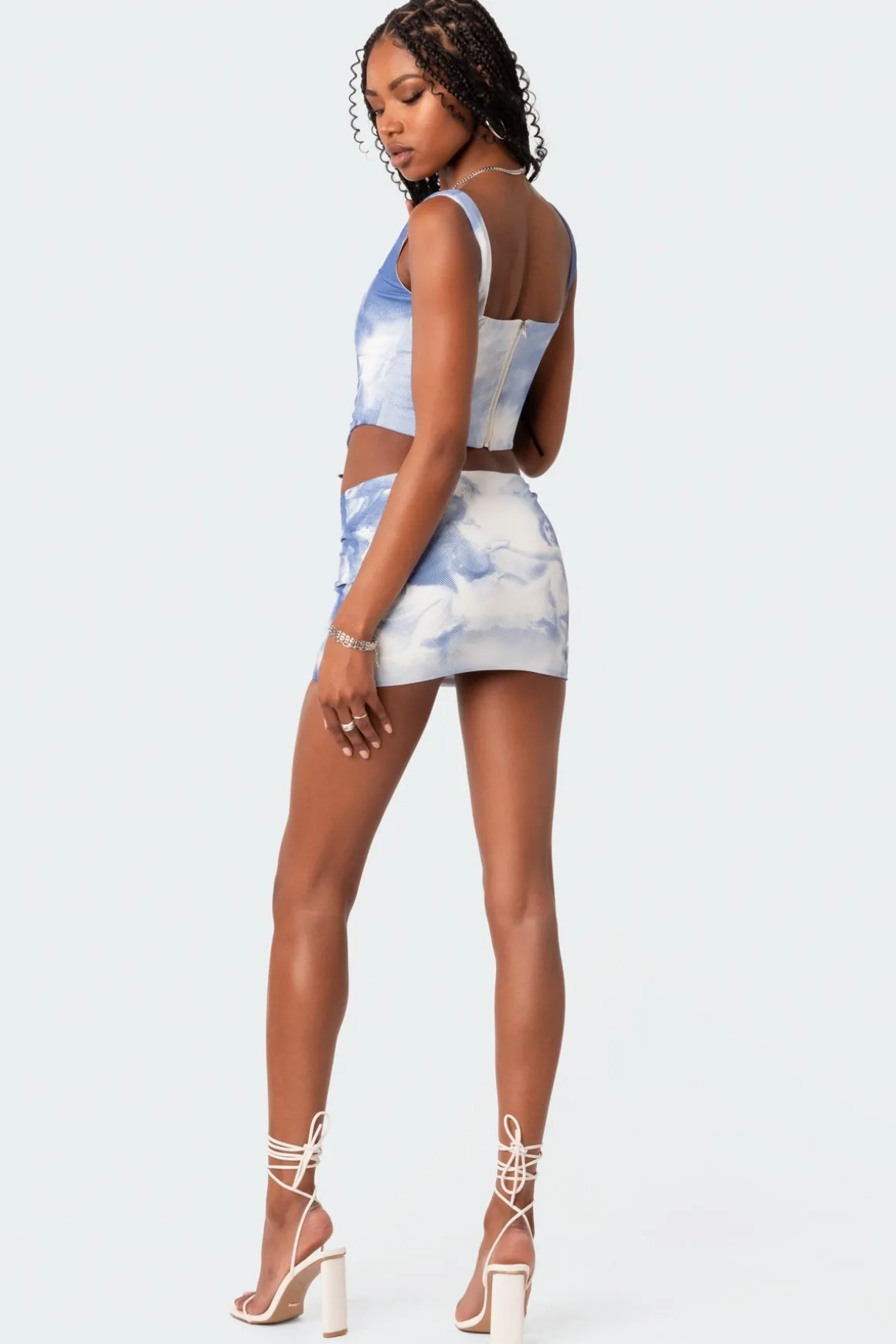 Saint Printed Low Rise Mesh Mini Skirt