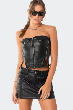 Sam Faux Leather Zip Corset