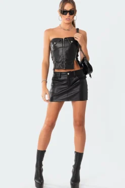 Sam Faux Leather Zip Corset