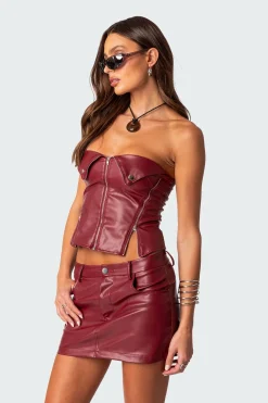 Sam Faux Leather Zip Corset