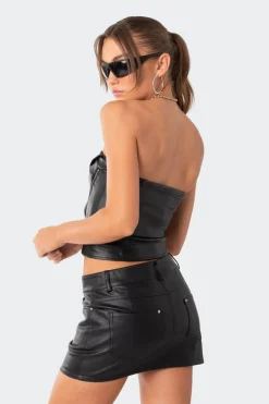 Sam Faux Leather Zip Corset