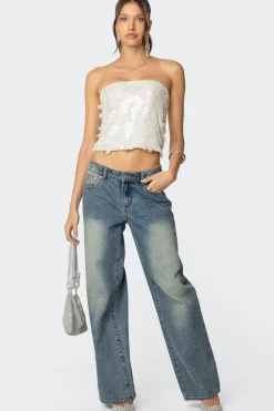 Samara Sequin Strapless Top