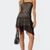 Sandia Asymmetric Lace Mini Dress