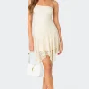 Sandia Asymmetric Lace Mini Dress