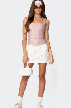 Sarah Shiny Square Neck Tank Top