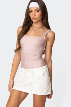 Sarah Shiny Square Neck Tank Top
