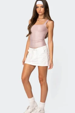 Sarah Shiny Square Neck Tank Top