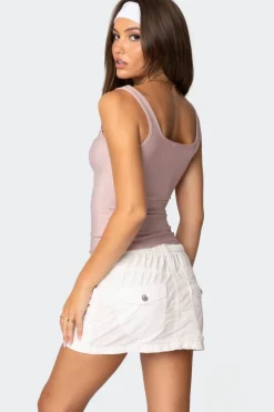 Sarah Shiny Square Neck Tank Top
