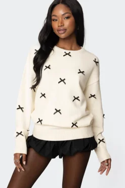Satin Bow Oversized Sweater