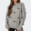 Satin Bow Oversized Sweater