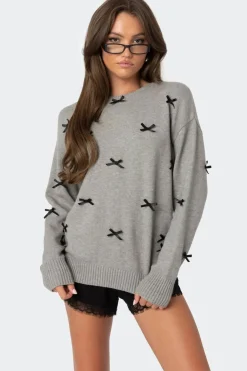 Satin Bow Oversized Sweater