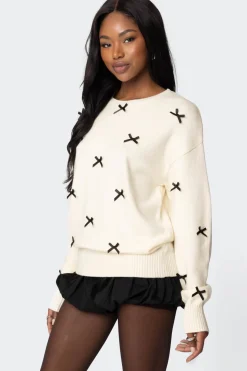 Satin Bow Oversized Sweater