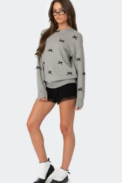 Satin Bow Oversized Sweater