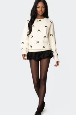 Satin Bow Oversized Sweater