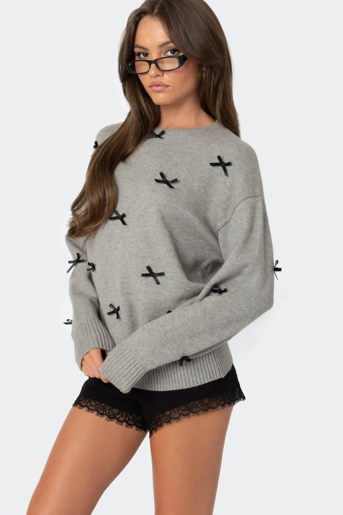 Satin Bow Oversized Sweater