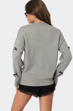 Satin Bow Oversized Sweater